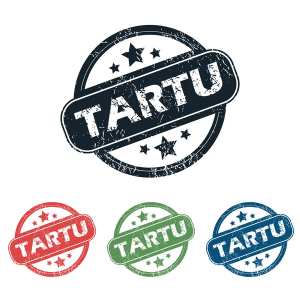 Coffret de timbres ville Tartu rond — Image vectorielle