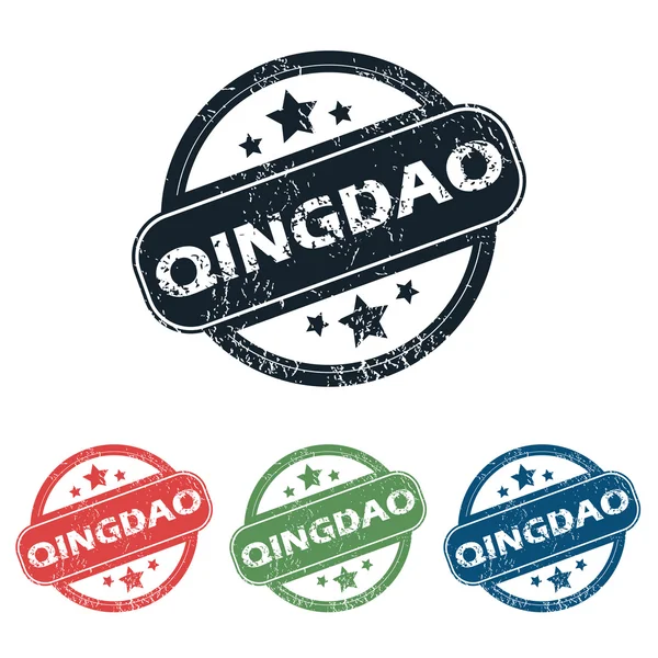 Ronde Qingdao stad stempel set — Stockvector