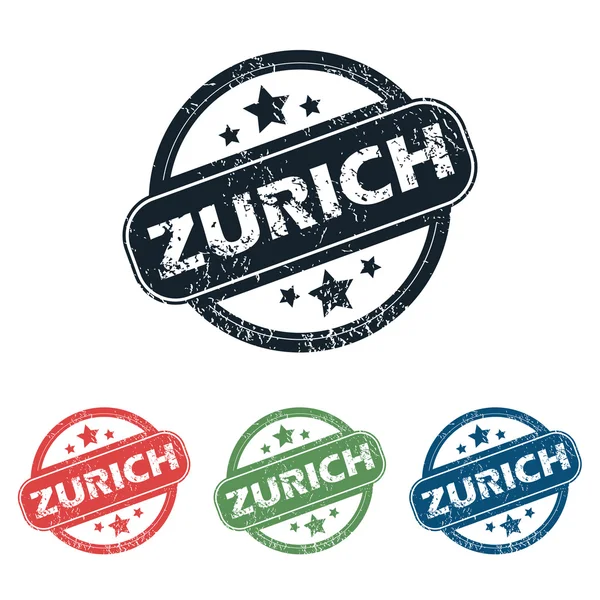 Set di francobolli rotondi di Zurigo — Vettoriale Stock