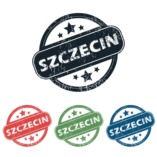 Set de timbres de ville rond Szczecin — Image vectorielle
