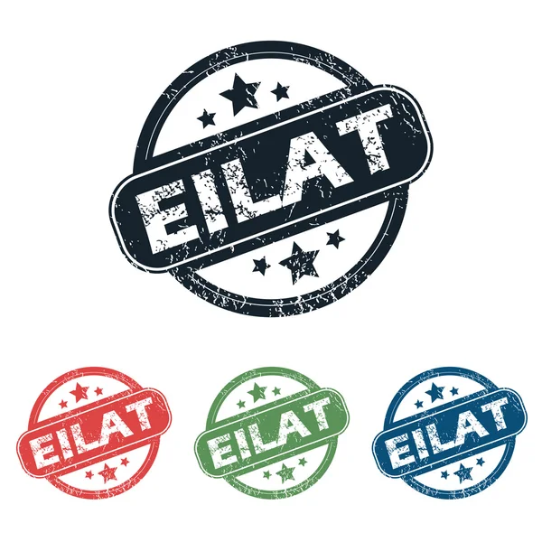 Ronde Eilat stad stempel set — Stockvector