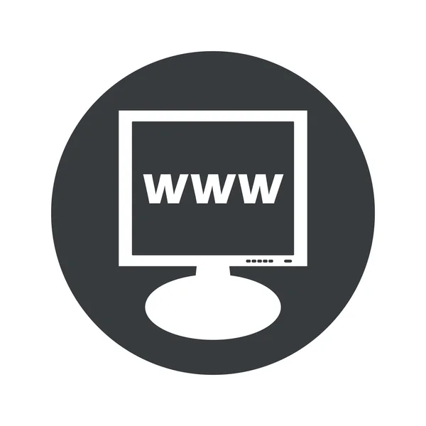Ícone redondo do monitor WWW — Vetor de Stock