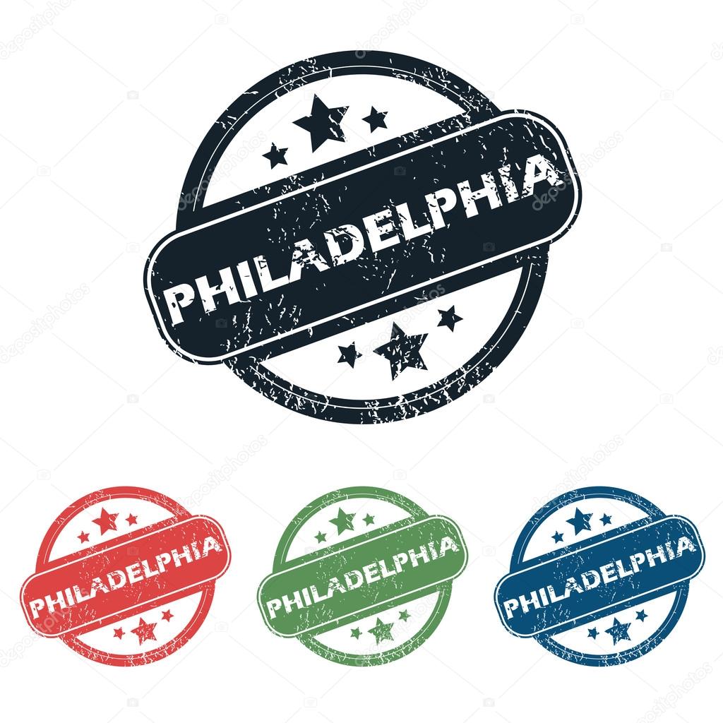 Round Philadelphia city stamp set