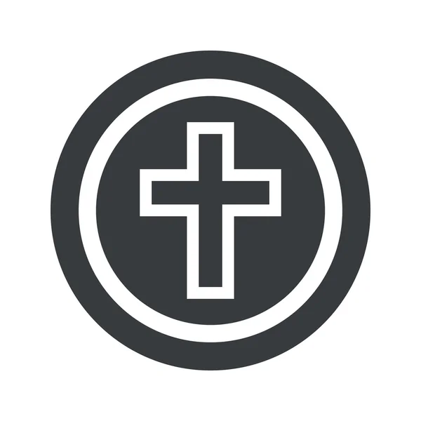 Signo de cruz cristiana negra redonda — Vector de stock