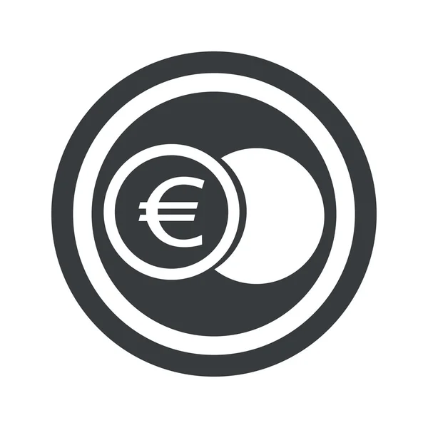 Round black euro coin sign — Stock Vector