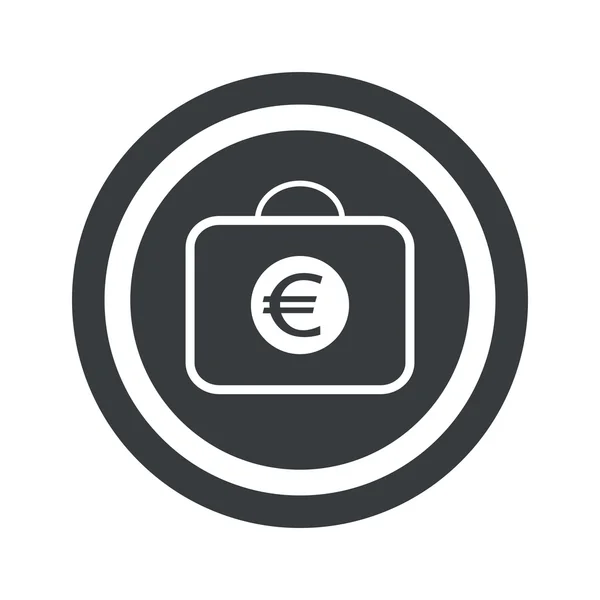 Tondo nero euro borsa segno — Vettoriale Stock