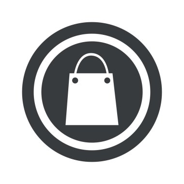 Yuvarlak siyah alışveriş çantası işareti