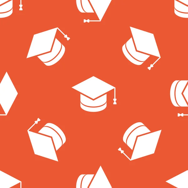 Patrón sombrero académico naranja — Vector de stock