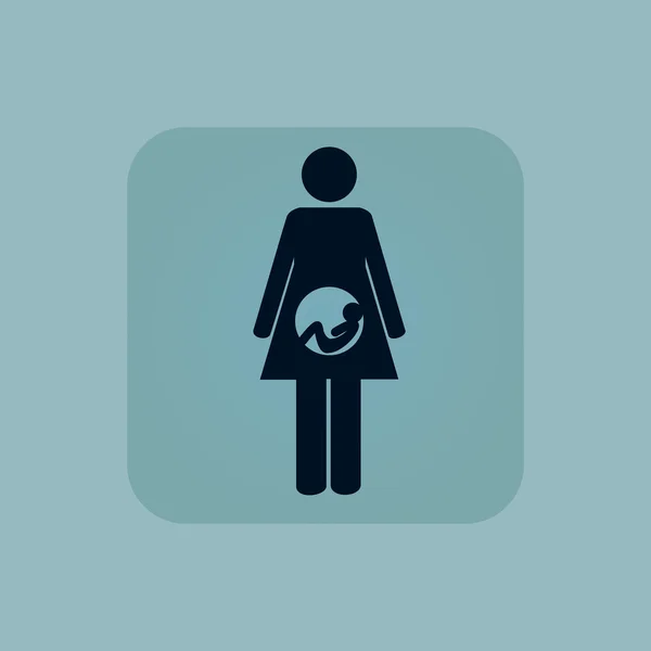 Pale blue pregnant woman icon — Stock Vector