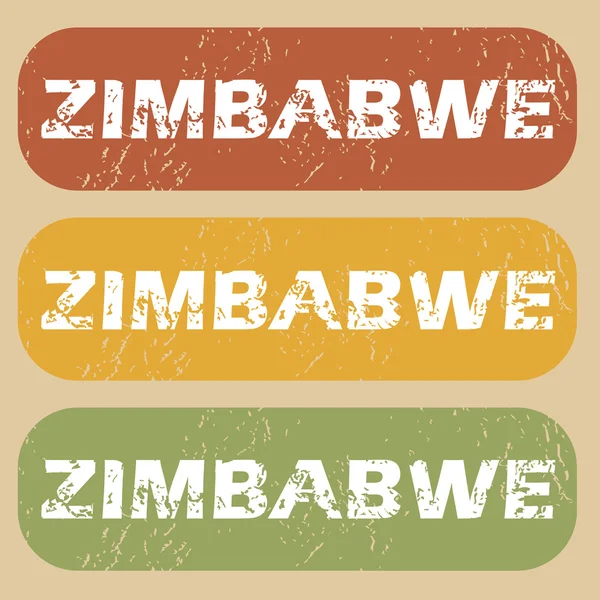 Jahrgang zimbabwe Briefmarkensatz — Stockvektor