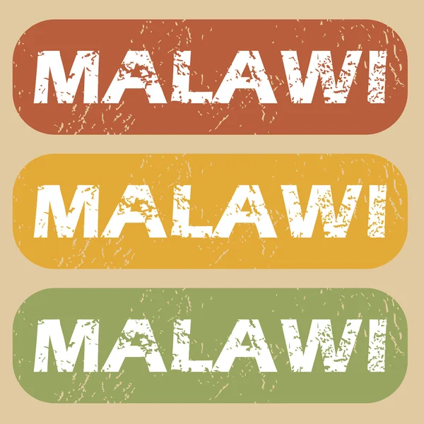 Set de sellos Vintage Malawi — Archivo Imágenes Vectoriales