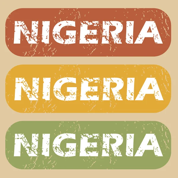 Vintage Nigeria stamp set — Stock Vector