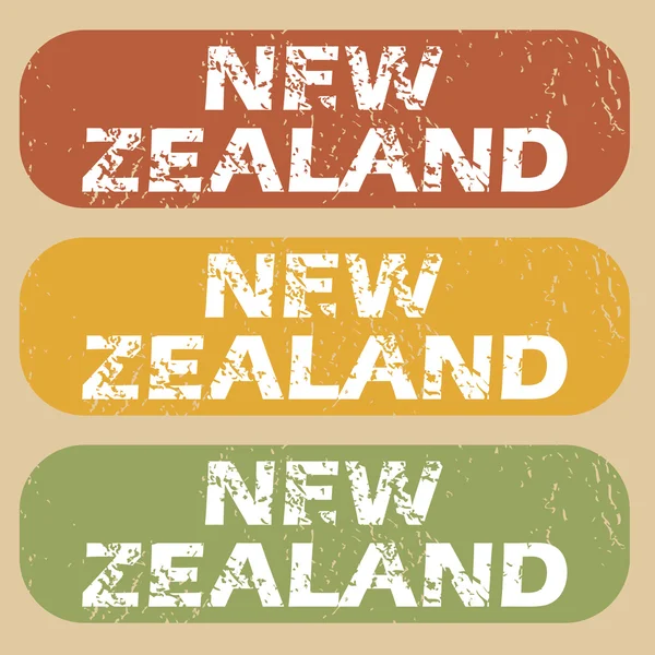 Conjunto de sellos Vintage Nueva Zelanda — Archivo Imágenes Vectoriales