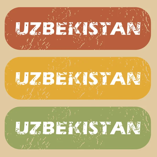 Jahrgangsstempelsatz Usbekistan — Stockvektor