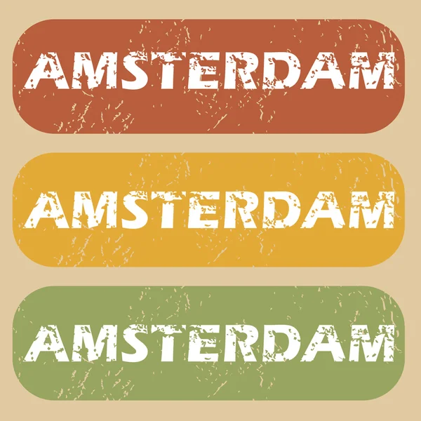 Set de sellos Vintage Amsterdam — Vector de stock