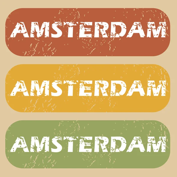 Conjunto de selos vintage amsterdam — Vetor de Stock