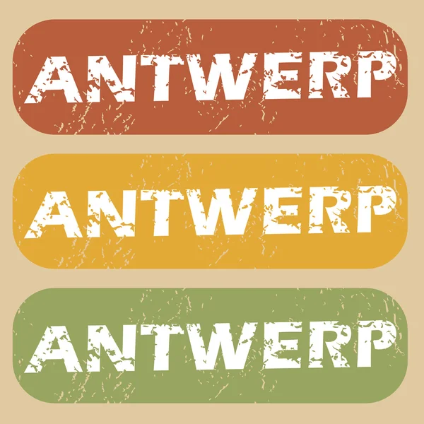 Vintage Antwerp stamp set — Stock Vector