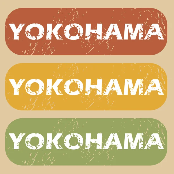 Vintage Yokohama stämpel set — Stock vektor