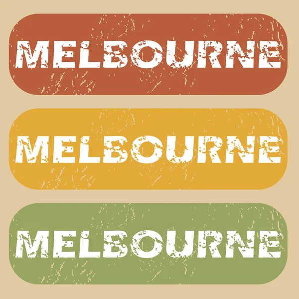 Vintage Melbourne stamp set — Stock Vector