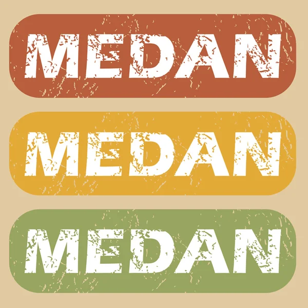 Vintage Medan stamp set — Stock Vector