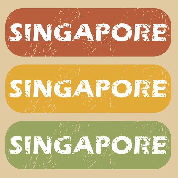 Vintage Singapore stamp set — Stock Vector