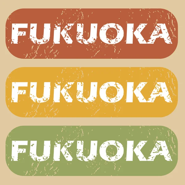 Vintage Fukuoka stämpel set — Stock vektor