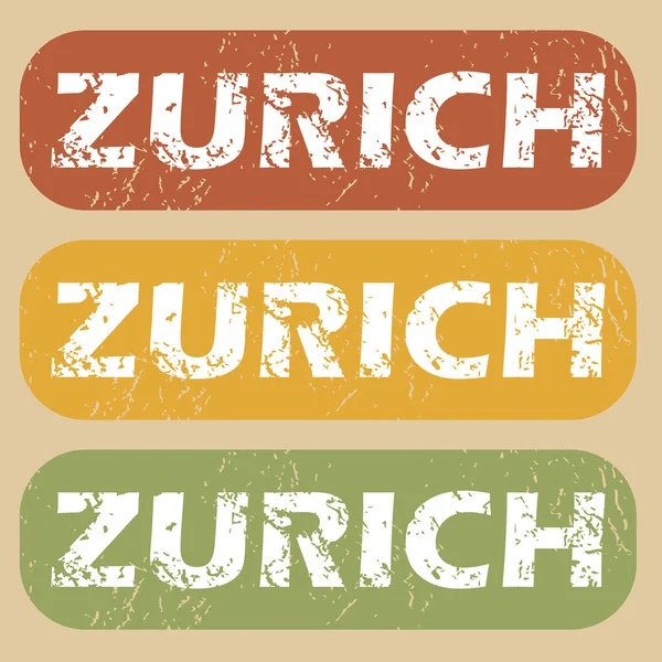 Vintage Zurich stamp set — Stock Vector