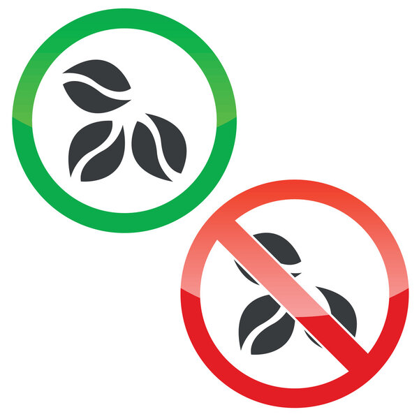 Coffee permission signs set