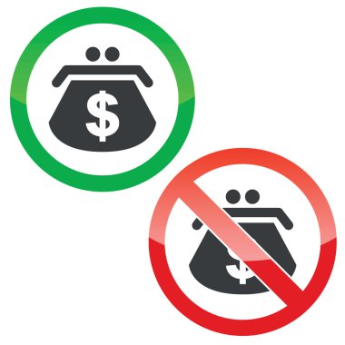 Doları çanta izin işaret kümesi