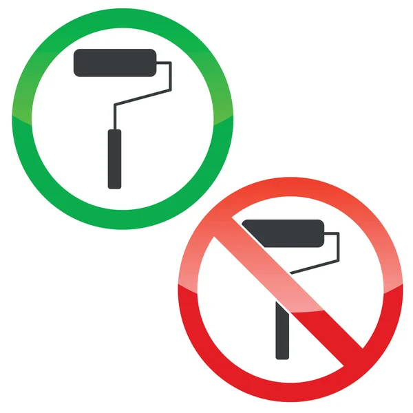 Paint roller permission signs set — Stock Vector