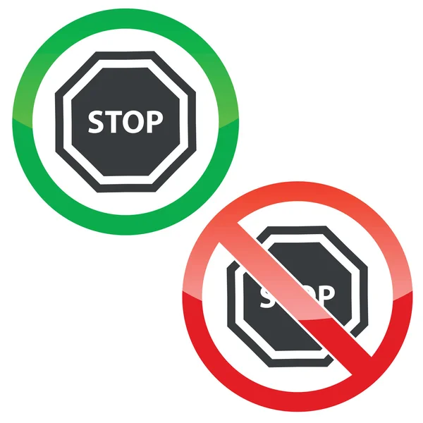 Stop toestemming ondertekent set — Stockvector