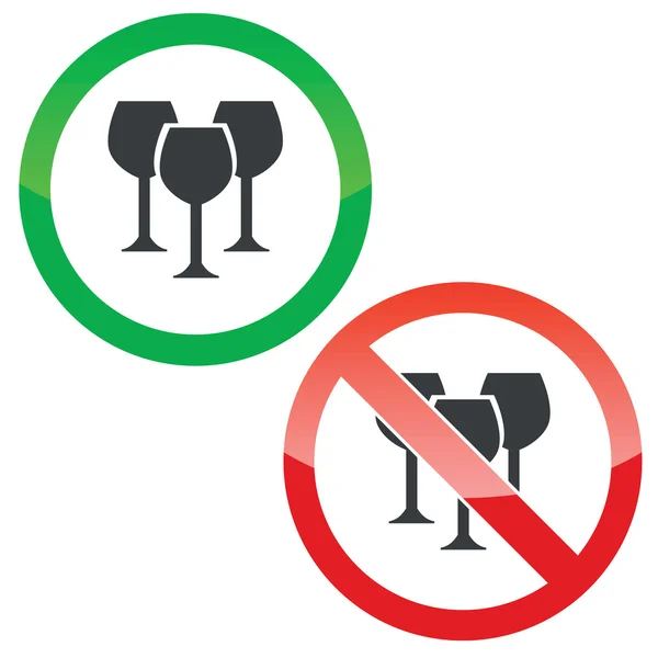 Wine permission signs set — Stock Vector