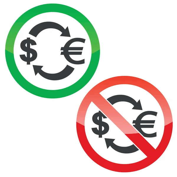 美元兑欧元汇率许可标志设置 — 图库矢量图片