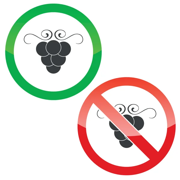 Grape permission signs set — Stock Vector