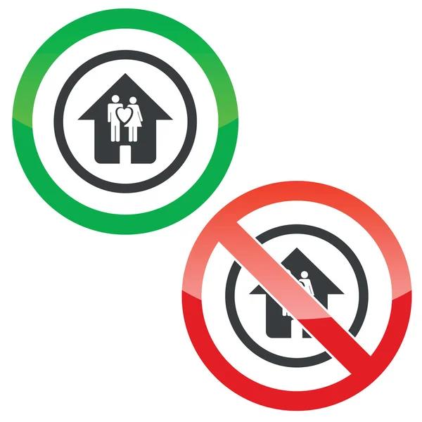 Young family house permission signs — Stock Vector