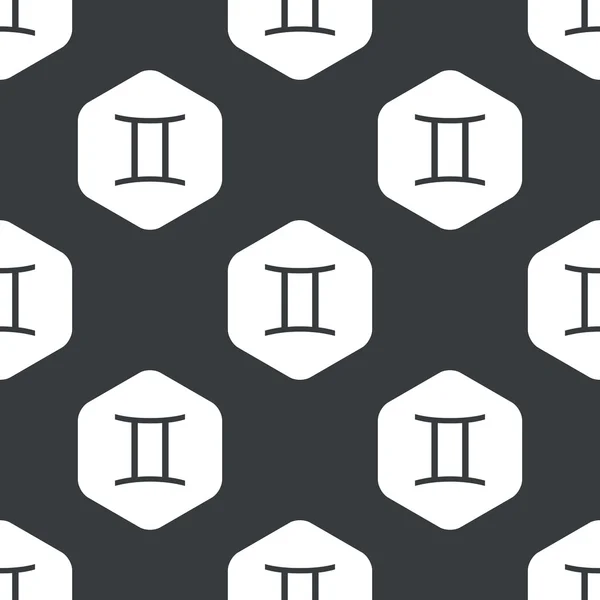 Hexagone noir motif Gémeaux — Image vectorielle