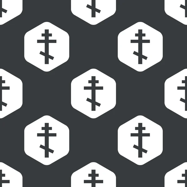 Black hexagon orthodox cross pattern — Stock Vector