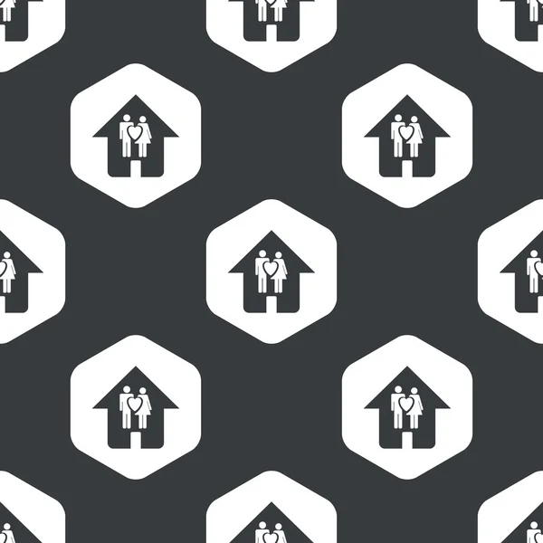 Black hexagon family house pattern — Stock Vector