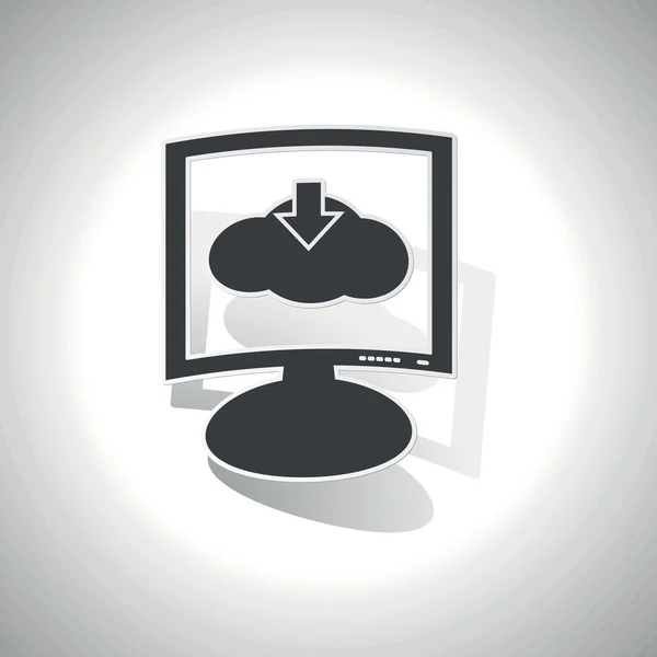 Ícone de monitor de download de nuvem curva — Vetor de Stock