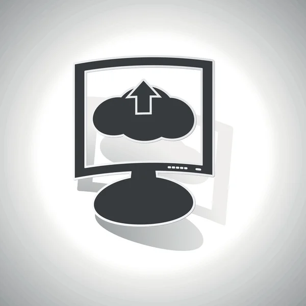 Gebogen wolk upload het pictogram van de monitor — Stockvector