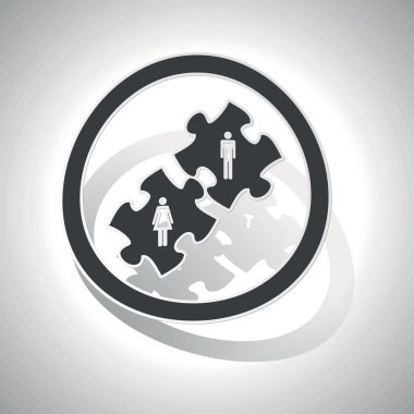 İnsanlar bulmaca işareti etiket, kavisli