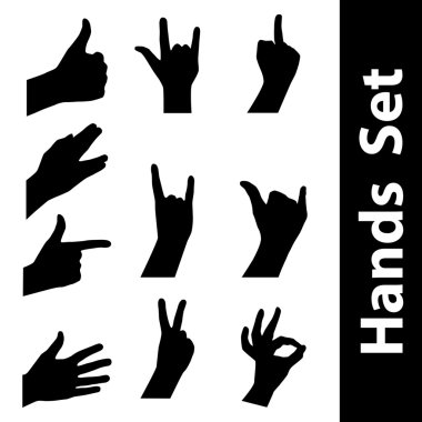 Hands silhouette set clipart