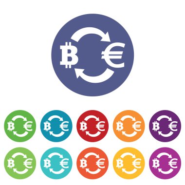 Bitcoin-euro döviz simgeler kümesi renkte