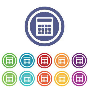 Set renkli hesap makinesi işaretleri
