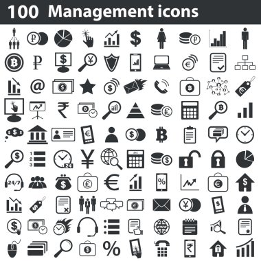 100 yönetimi Icons set