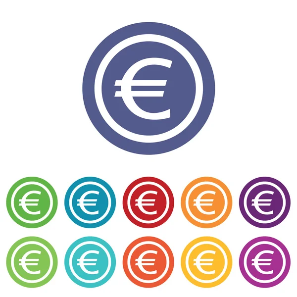 Kolorowy zestaw znaków euro — Wektor stockowy