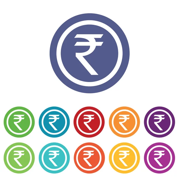 Roupie indienne signes colorés ensemble — Image vectorielle