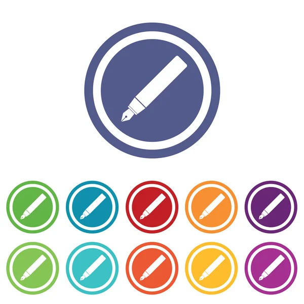 Stylo plume signes ensemble coloré — Image vectorielle