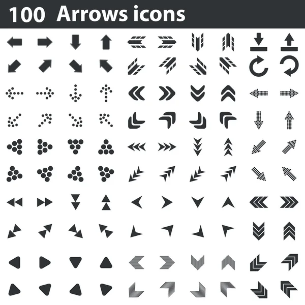 Sada 100 šipky ikony — Stockový vektor