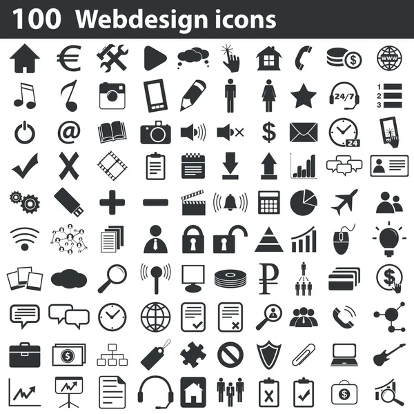 100 Webdesign-Icons gesetzt — Stockvektor